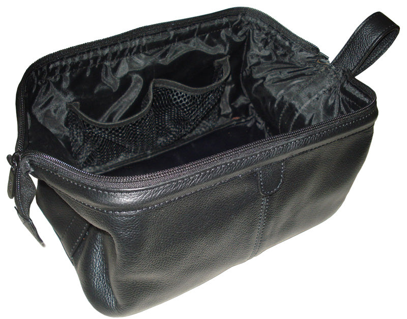 Amerileather Zip Top Leather Toiletry Bag 24 04