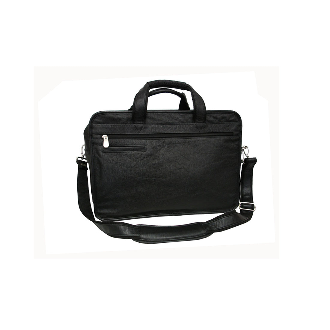 Black Leather Practical Expandable Computer Case (#2438-0)