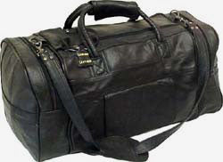 Black Leather 20-inch Dual Zippered Duffel (#3704-9)