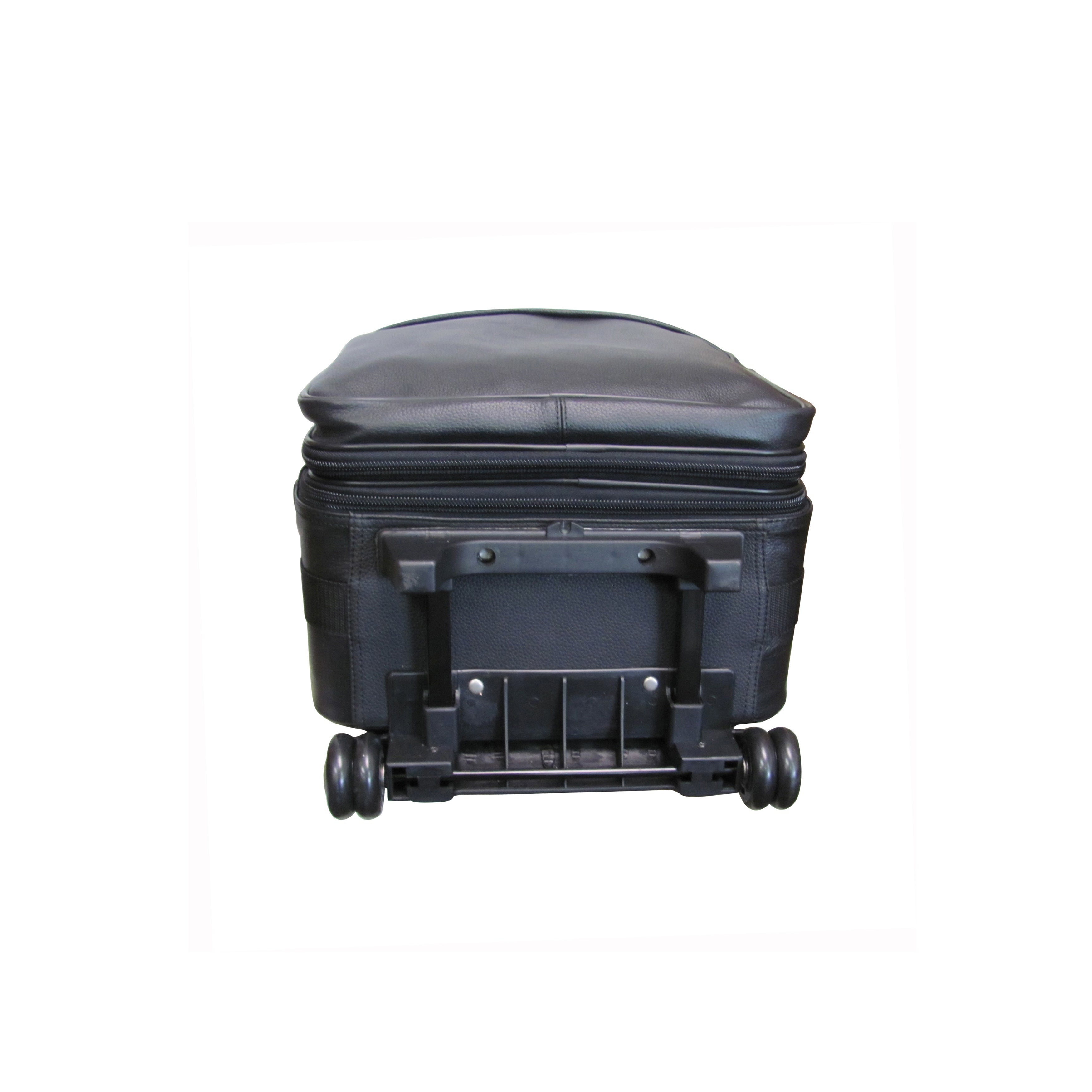 Amerileather Black Leather 26 Expendable Suitcase with Wheels 89 0